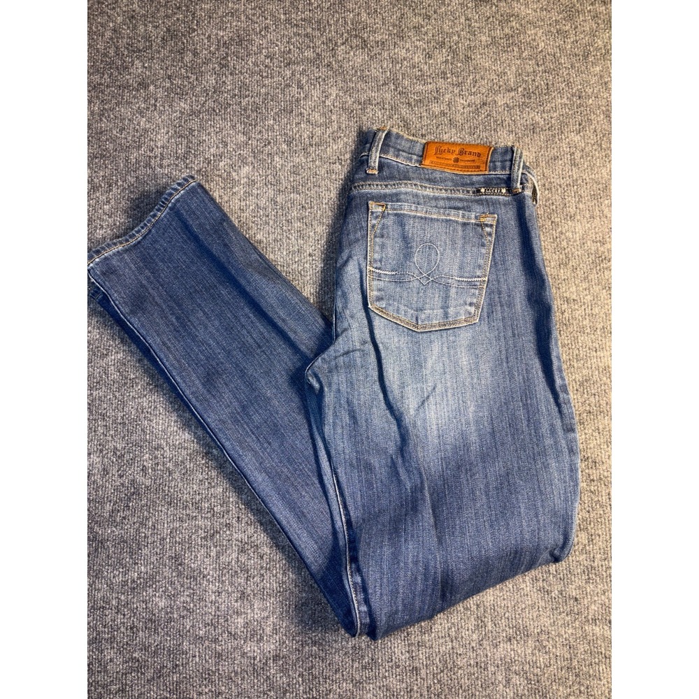 Lucky Brand Sofia Straight Jeans Womens 8/29 Blue Regular Fit‎ Stretch Whiskered